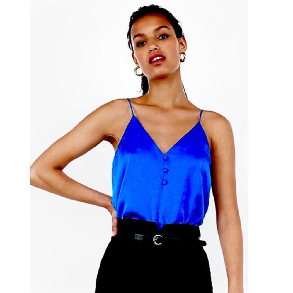 Express Blue Button Downtown Cami